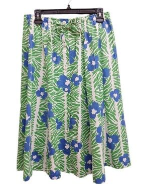 Hunter Sportswear Vintage Blue & Green Floral Button-Front A-Line Skirt Size 18